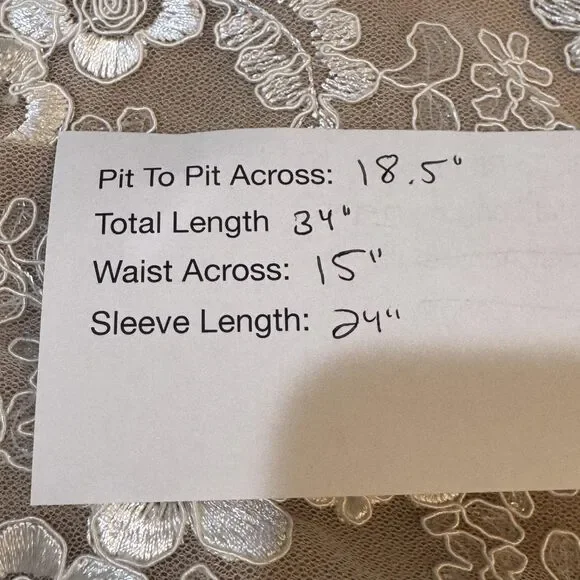 Helsi Dress Womens Medium White Lace Floral Fit Flare Long Sleeve Mini V Neck - Picture 14 of 14